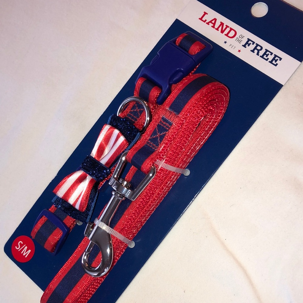 Patriotic dog collar and leash set